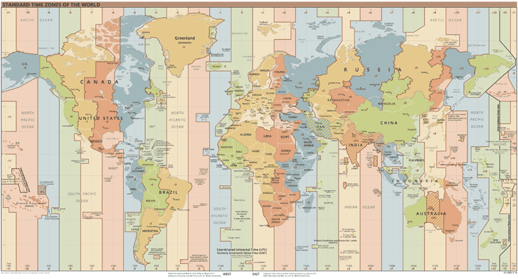 Map of world time zones